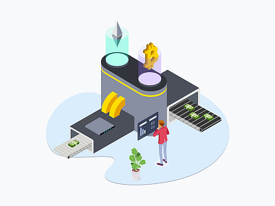 Blockchain Exchange Platform Isometric Illustratrion