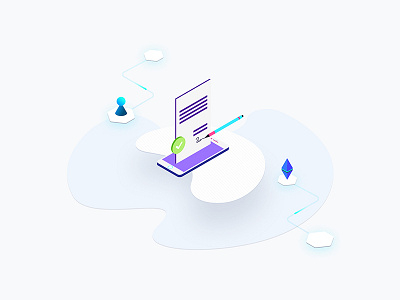 Free Illustration - Blockchain Platform Smart Contract Isometric bitcoin blockchain coin cryptocurrency ethereum exchange ico isometric platform token trade trading