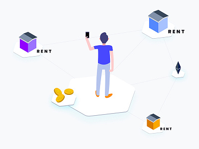 Free Illustration - Apartment Rent Blockchain Platform Isometric