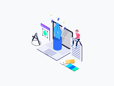 Graphic Design Isometric Illustration