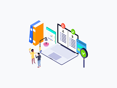 Split Testing Isometric Illustration illustration isometric laptopbooklab research split testing ui ux