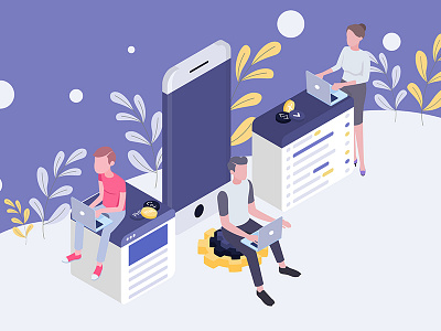 Development Team Isometric Illustration