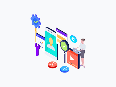 Ui Ux Design Isometric Illustration