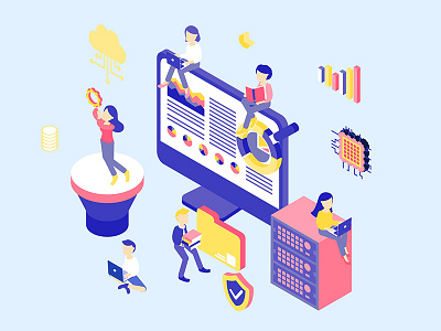 Data Analysis Isometric Illustration analysis chart chipset cloud computer computing dashboard data file illustration isometric safe setting