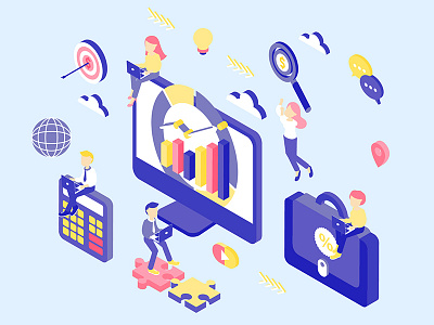 Digital Marketing Isometric Illustration