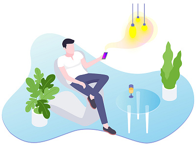 Smart Light Control Isometric Illustration