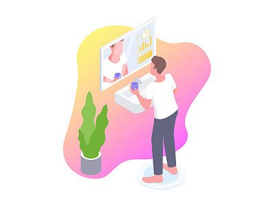 Smartmirror for Smarthome Isometric Illustration