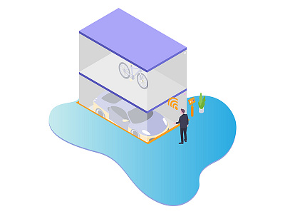 Smartparking for Smart Home Isometric Illustration 3d automatic control isometric remote smartgara smarthome smarthouse smartparking smartroom voice