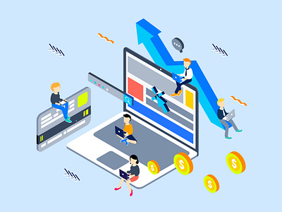 E Commercial Isometric 3d agency automatic business commercial heater illustration isometric network