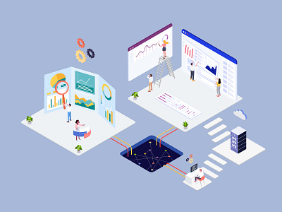 Analysis Agency Isometric 3d agency analysis automatic business chart commercial connect heater illustration isometric network