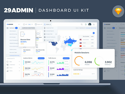 29Admin Dashboard UI Kit ad campaign admin chart clean cryptocurrency dashboard event finance kit management modern multipurpose template ui element widget