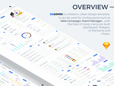 29 Admin Overview UI ad campaign admin chart clean cryptocurrency dashboard event finance kit management modern multipurpose template ui element widget