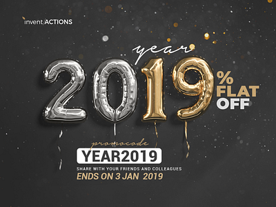 Happy New Year 2019 - Flat 19% off Deals design editing graphic design lightroom presets logo new year new year 2019 new year offer photoshop photoshop action photoshop overlays