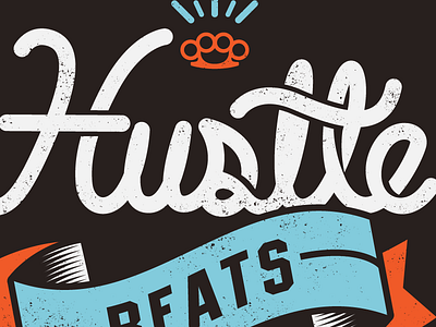 Hustle Beats Talent banner brass knuckles illustration motivation quotes sun rays typography vector