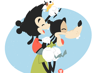 Disney Dads: Max + Goofy cartoon dads disney father goofy illustration max son vector