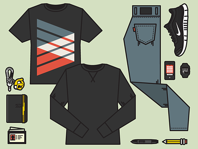 Outfit Grid - Fall Casual II accessories behance clark orr clothes grid illustration meg robichaud nike outfit ryan putnam vector