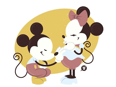 Mickey + Minnie cartoon disney fathers illustration love mickey mouse minnie mouse vector vintage