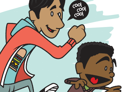 Troy and Abed Running Wildly calvin and hobbes cartoon community illustration nbc troy and abed vector