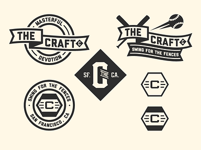 The Craft baseball bat flag illustrator logo design minimal vector