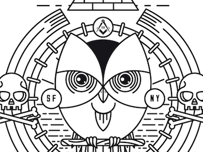 Secret Symbolism illustration line art masons new world order owl pyramids secret society skulls vector