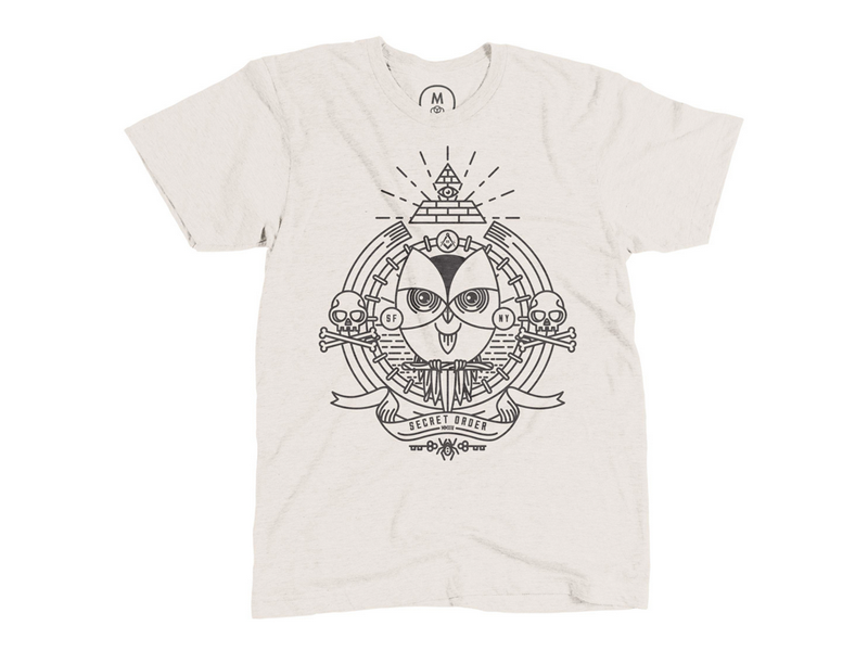 Secret Order vector illustration line art secret society owl skull and bones cotton bureau pyramid masons