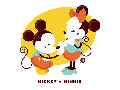 Mickey + Minnie (Maruyama Colorway) cartoon disney illustration love mickey mouse minnie mouse parenthood valentines day vector