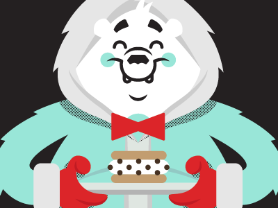 ESCo.Mo. Polar Bear Mascot bowtie cartoon eskimo flat ice cream illustration polar bear vector