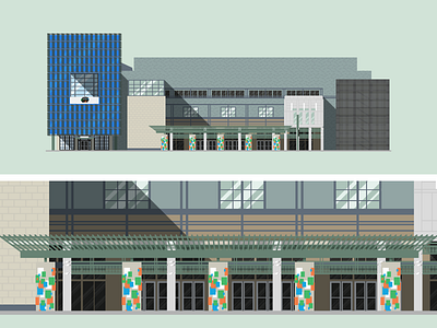 Austin Convention Center Flat Illustration