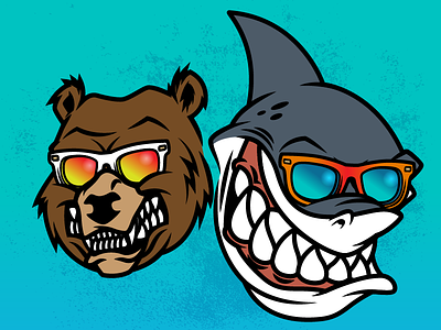 The Chew Crew bear illustration mascots shades shark teeth tomahawk shades vector