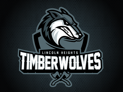 Lincoln Heights Timberwolves axe cartoon illustration logo design mascot sports sports logo team logo team sports timber wolves