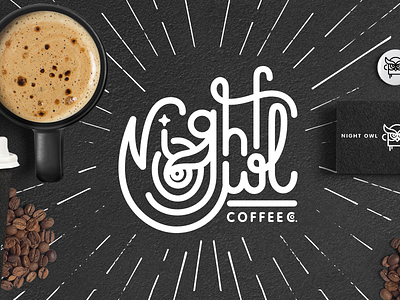 Night Owl Coffee Co. Branding branding chalk coffee coffee beans custom type icon identity mockup owl sunburst typography