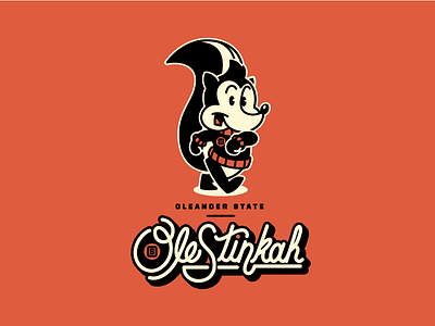 Oleander State Skunks college mascot collegiate custom type illustration mascot skunk typography vector
