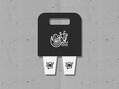 NOCC Beverage Carrier branding coffee custom type handdrawn illustration logo logo design owl typography vector