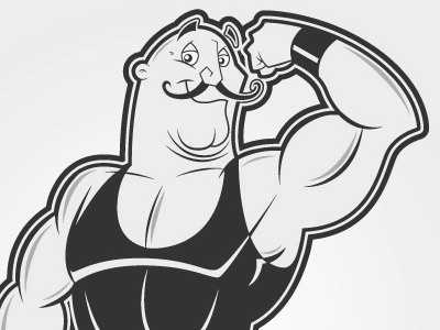 Penticort the Musclebound Man bald mascot movember muscles mustache