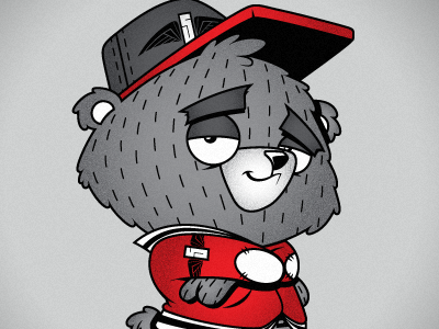 Five Strong Bear bear cartoon character design fitted gray hat illustration illustrator jacket teddy varsity vector