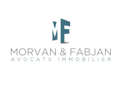 Logo MORVAN & FABJAN Variante 01 3d blue cube grey lawyers logo mf real estate