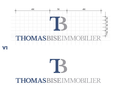 Logo Thomas Bise Immobilier V1 Serif bleu blue grey gris immobilier logo logotype tb