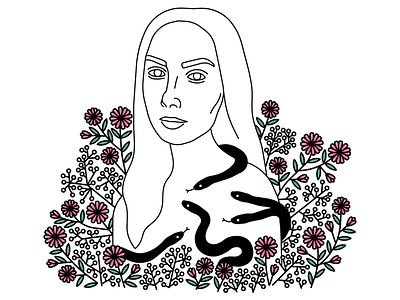 Jennifer flower illustration portrait simple snake