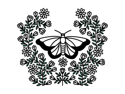 Moth flower illustration inssect moth plant plants simple vector