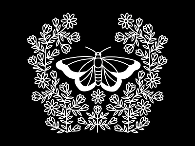 Black Moth flower illustration insect moth plants simple vector
