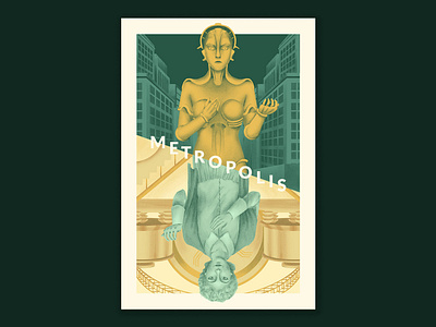 Metropolis Poster art deco design german germany green illustration movie movie art movie poster scifi yellow