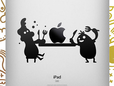 Apple feast decal apple crazy rabbit decal graphic design ipad iphone mac smartphone sticker tablet vinyl