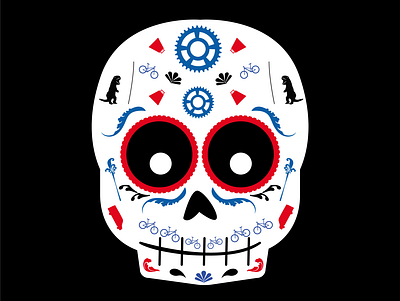 Cartoony Sugar Skull bike bikes mountain biking skeleton skull sugar skull