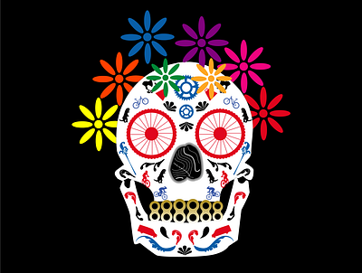 Sugar Skull with Daisies bike bikes biking mountain biking skeleton skull sugar skull