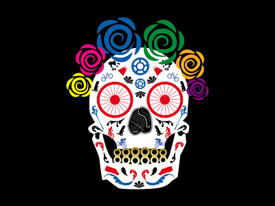 Sugar Skull with Roses bikes biking mountain biking skeleton skull sugar skull