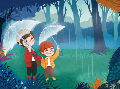 rain rain go away baby child forest illustration rain