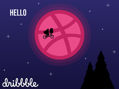 Hello Dribbble! debut design dribbble et extra terrestrial first graphic hello illustration thank you