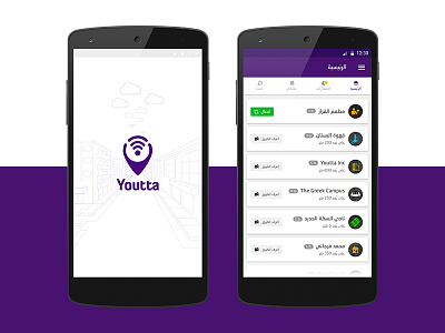 Youtta App app cards design internet location material mobile places splash ui ux youtta