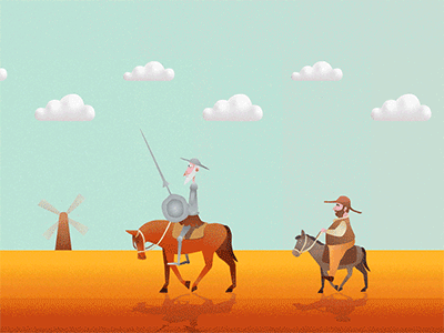 Don Quixote And Sancho Panza animation branding design flat illustration logo ui vector web