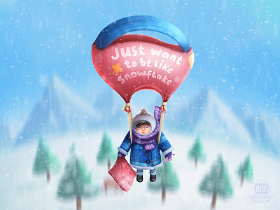 Just want to be snowflake art branding character design illustration kids photoshop snow winter
